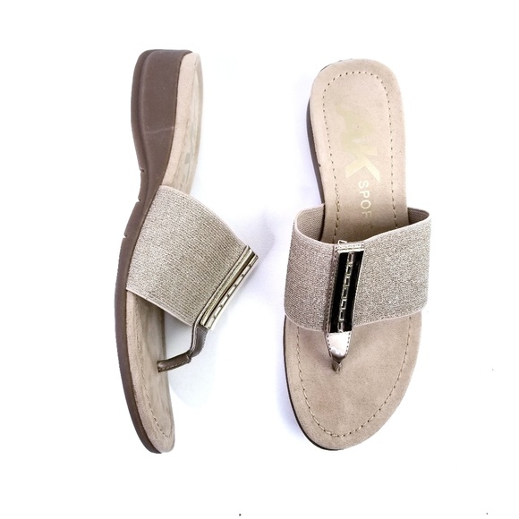 Anne Klein Shoes - Anne Klein Karleen Thong Sandals - Metallic  VGC